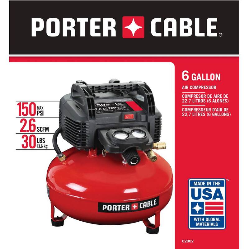 Porter-Cable 6 Gal. 150 PSI Portable Electric Pancake Air Compressor - C2002