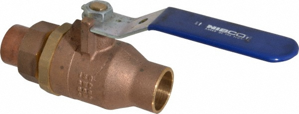 NIBCO Single Union Ends Manual Ball Valve: 1-1/4" Pipe, Full Port - NJ83F0B