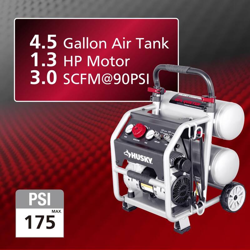Husky 4.5 Gal. 175 PSI Portable Electric Quiet Air Compressor - 3320445