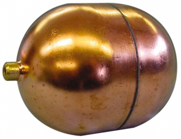 Made in USA 3" Diam x 7" Long, Oblong, Round Spud Connection, Metal Float - OC3X720C