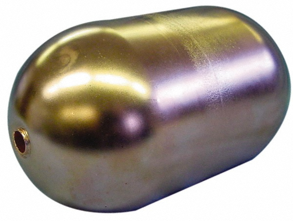 Made in USA 3" Diam x 7" Long, Oblong, Round Spud Connection, Metal Float - OC3X720C