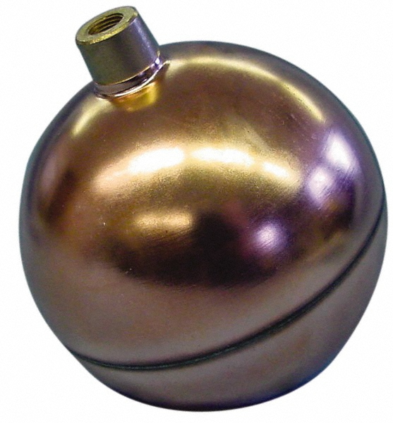 Made in USA 3" Diam x 7" Long, Oblong, Round Spud Connection, Metal Float - OC3X720C