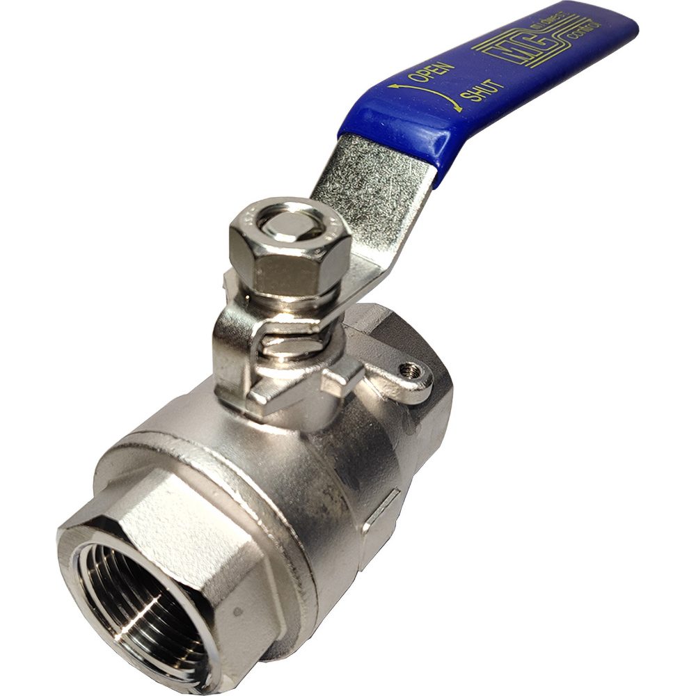 Midwest Control Standard Manual Ball Valve: 2" Pipe, Full Port, Stainless Steel - M-SSF-200