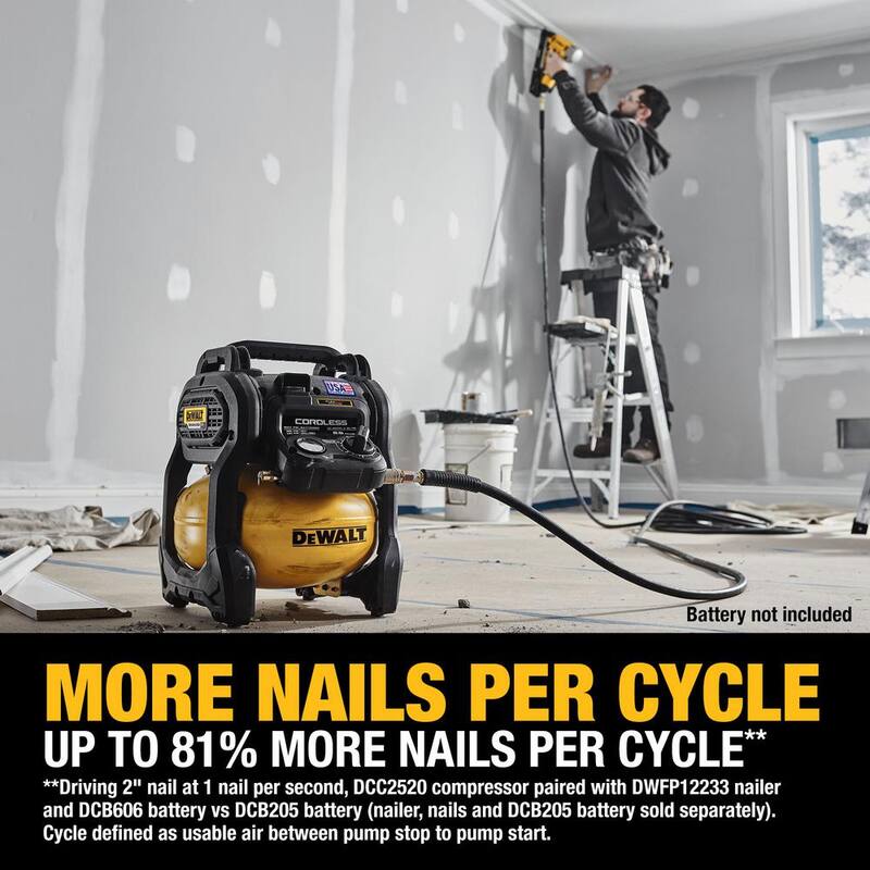 DEWALT 2.5 Gal. 140 psi Portable 20V Cordless Air Compressor with FLEXVOLT Advantage (Tool Only) - DCC2520B