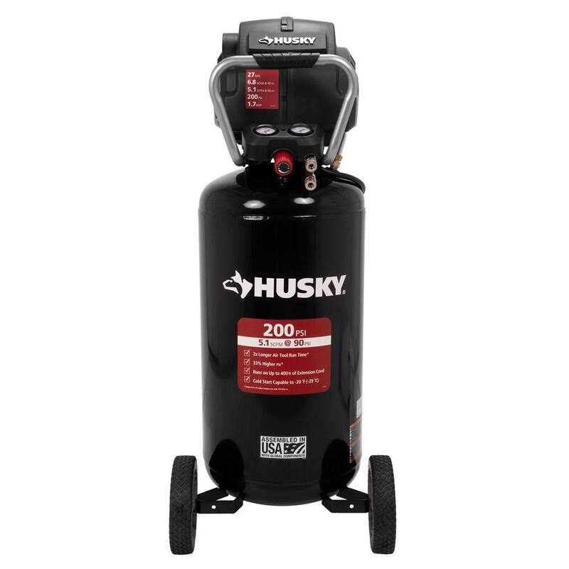 Husky 27 Gal. 200 PSI Oil Free Portable Vertical Electric Air Compressor - C271H