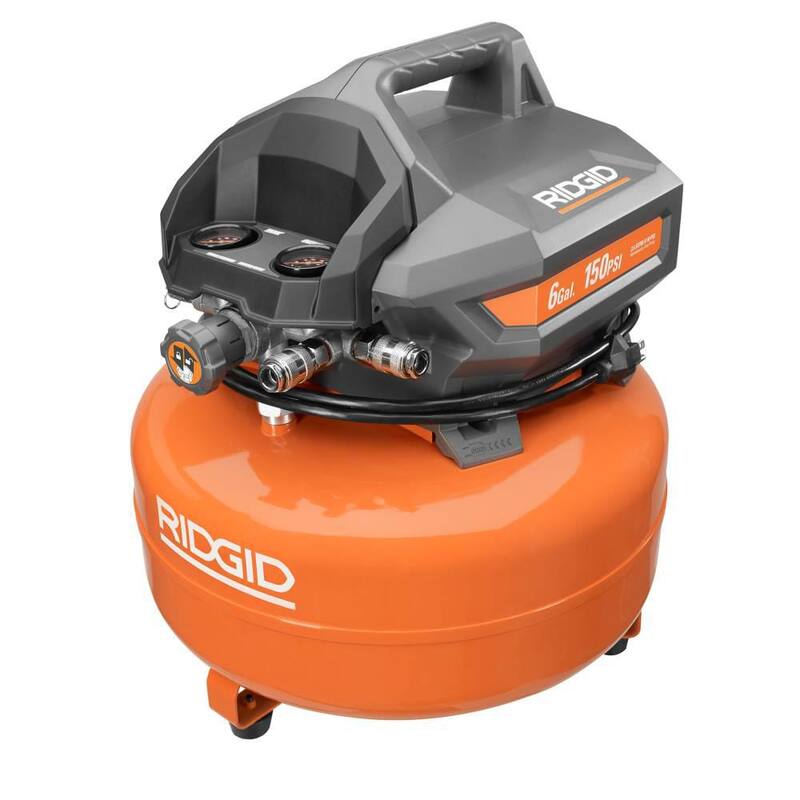 RIDGID 6 Gal. Electric Pancake Air Compressor and Pneumatic 18-Gauge 2-1/8 in. Brad Nailer - R69601FK