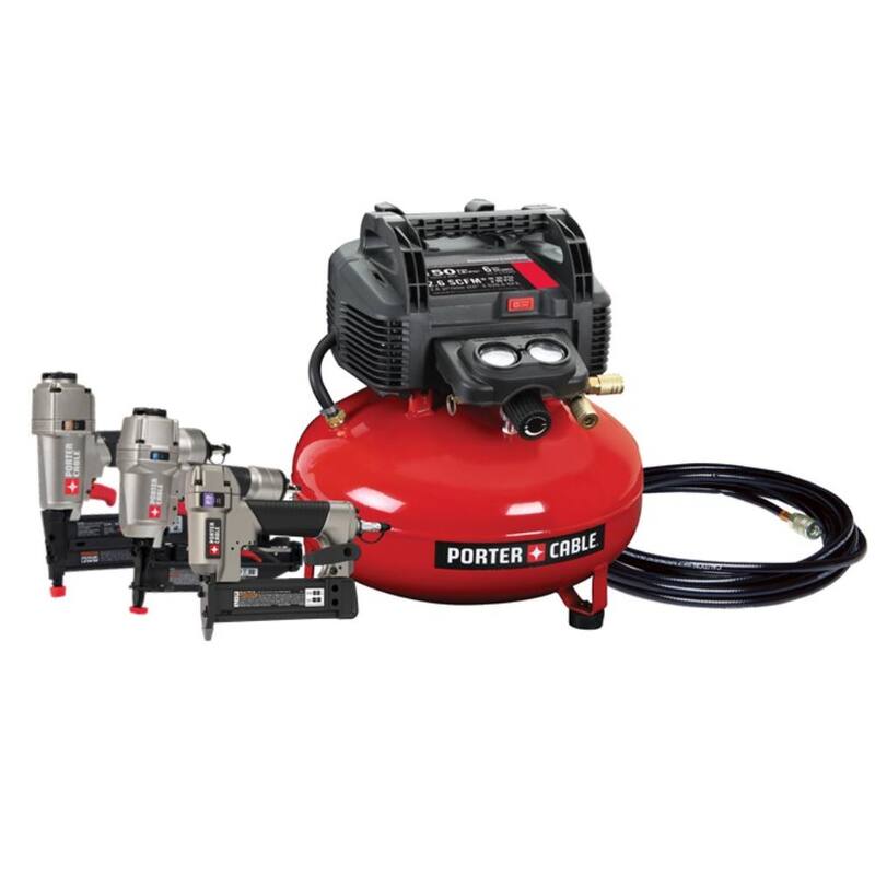 Porter-Cable 6 Gal. Portable Electric Air Compressor with 16-Gauge, 18-Gauge and 23-Gauge Nailer 3 Tool Combo Kit - PCFP3KIT