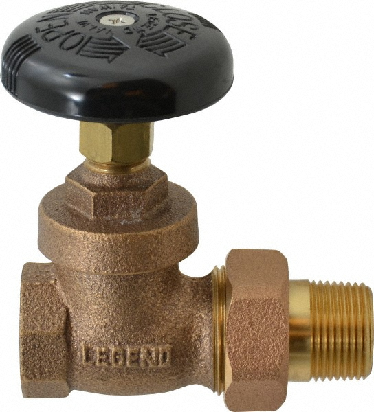 Legend Valve 1/2" Pipe, 200 psi WOG Rating, FNPT x Male Union End Connections, Handwheel Steam Gate Radiator Valve - 110-133