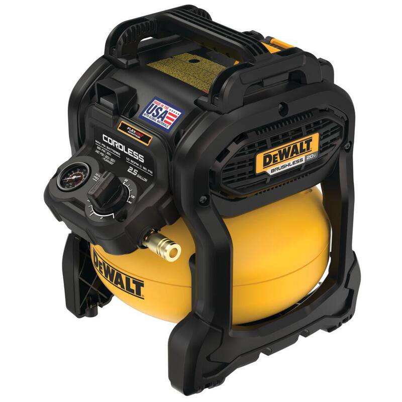 DEWALT 2.5 Gal. 140 psi Portable 20V Cordless Air Compressor Kit with FLEXVOLT Advantage, 6.0Ah FLEXVOLT Battery, and Charger - DCC2520T1