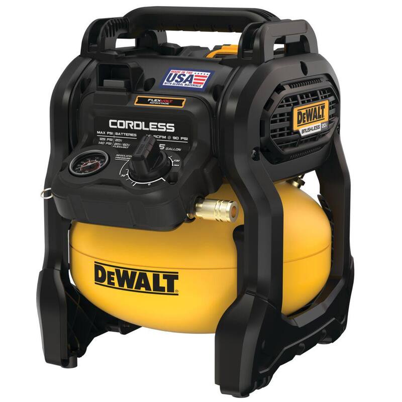 DEWALT 2.5 Gal. 140 psi Portable 20V Cordless Air Compressor Kit with FLEXVOLT Advantage, 6.0Ah FLEXVOLT Battery, and Charger - DCC2520T1