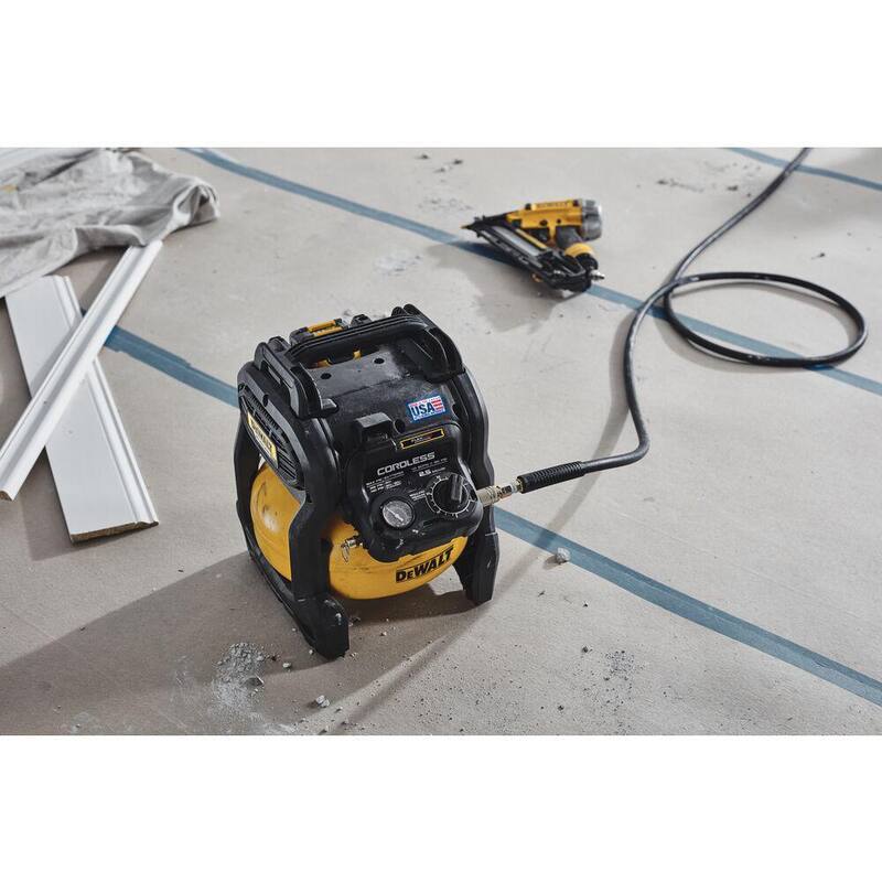 DEWALT 2.5 Gal. 140 psi Portable 20V Cordless Air Compressor Kit with FLEXVOLT Advantage, 6.0Ah FLEXVOLT Battery, and Charger - DCC2520T1