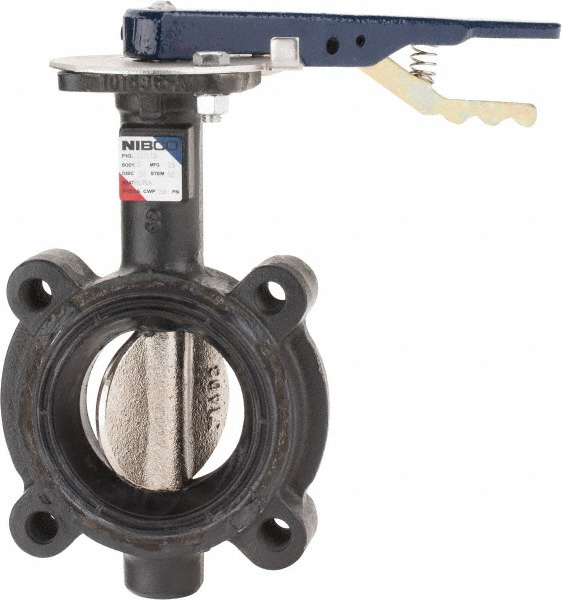 NIBCO Manual Lug Butterfly Valve: 12" Pipe, Bare Stem Handle - NLG090N