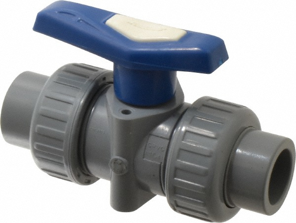 Plast-O-Matic True Union Manual Ball Valve: 2" Pipe, Full Port - MBV200VT-CP