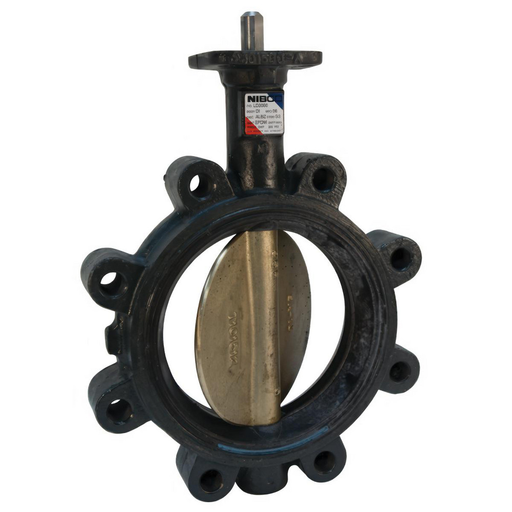 NIBCO Manual Lug Butterfly Valve: 12" Pipe, Bare Stem Handle - NLG242N