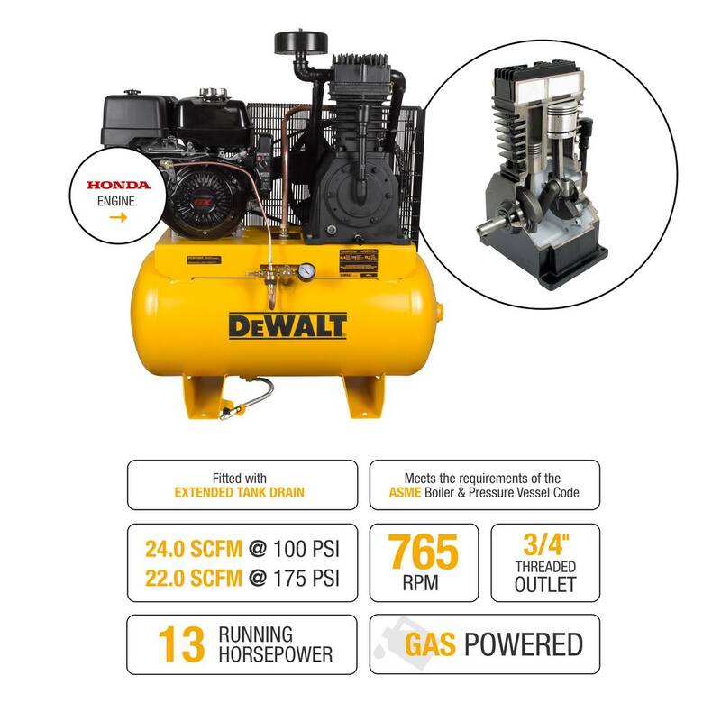DEWALT 30 Gal. 2-Stage Portable Gas-Powered Truck Mount Air Compressor - DXCMH1393075