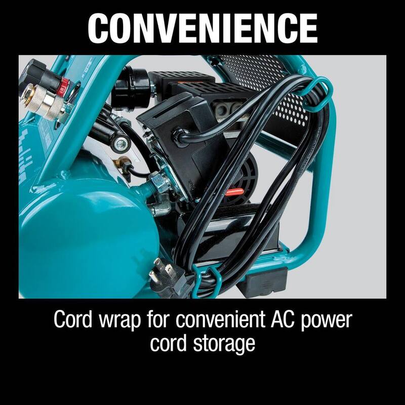 Makita Quiet Series 1 HP, 2 Gallon, Oil-Free, Electric Air Compressor - MAC210Q