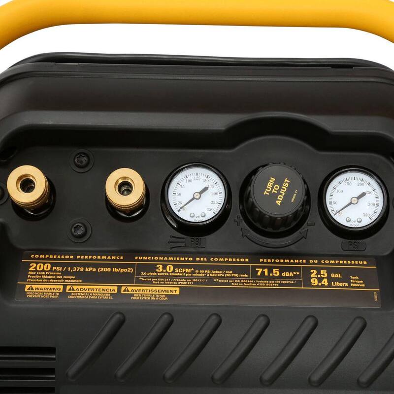 DEWALT 2.5 Gal. Portable Electric Heavy Duty 200 PSI Quiet Air Compressor - DWFP55130