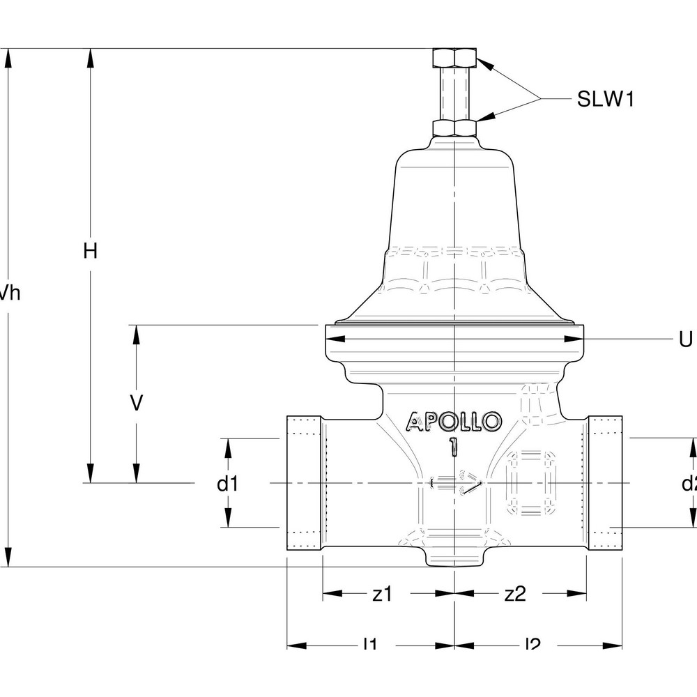 Apollo® Pressure Reducing Valves; Type: Standard Water Pressure Reducing Valve; Maximum Pressure (psi): 300.00; Thread Size: 1; Connection Type: FNPT x FNPT; Width (Inch): 3.375; Reduced Pressure Range: 25 to 75; Maximum Working Pressure (psi): 300.000; Special Item Information: Direct Acting; No Union - 36LF20501