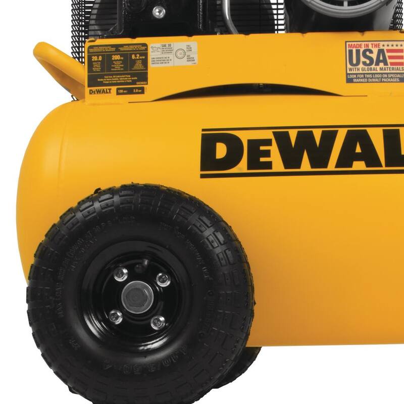 DEWALT 20 Gal. 200 PSI Oil Lubed Belt Drive Portable Horizontal Electric Air Compressor - DXCM201