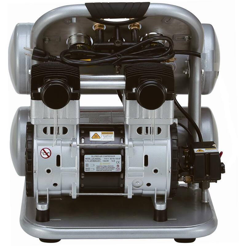 California Air Tools 4620AC Ultra Quiet and Oil-Free 2.0 Hp, 4.6 Gal. Aluminum Twin Tank Electric Portable Air Compress - 4620AC