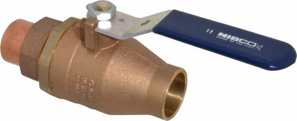 NIBCO Single Union Ends Manual Ball Valve: 1-1/2" Pipe, Full Port - NJ83F0C
