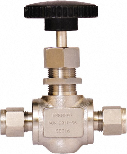 Brennan Needle Valve: Straight, 1/4" Pipe, Stainless Steel Body, Polytetrafluoroethylene Seal - NVN-2011-SS