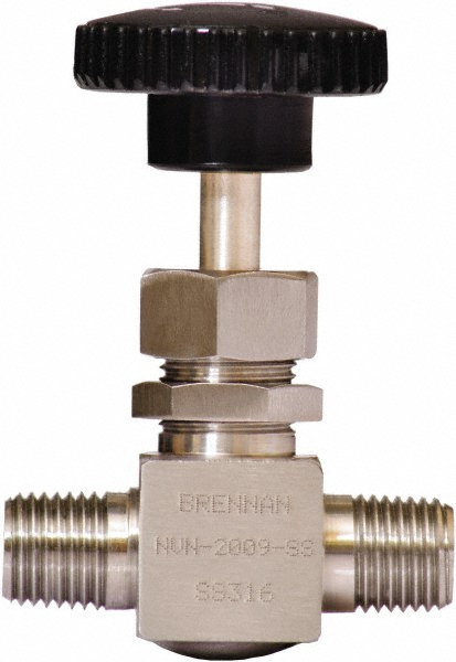 Brennan Needle Valve: Straight, 1/4" Pipe, Stainless Steel Body, Polytetrafluoroethylene Seal - NVN-2011-SS
