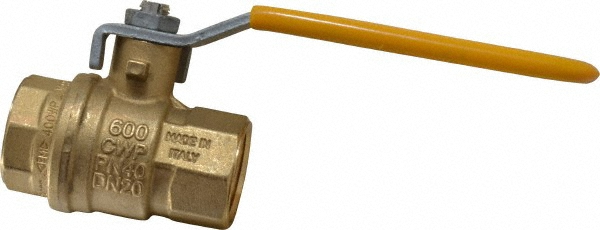Midwest Control Standard Manual Ball Valve: 3/4" Pipe, Full Port, Brass - BVO-75