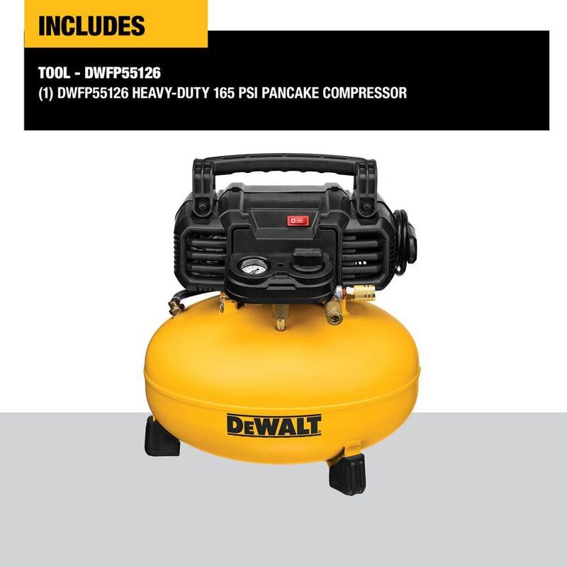 DEWALT 6 Gal. 165 PSI Electric Pancake Air Compressor with 50 ft. x 1/4 in. Air Hose - DWFP55126W450D