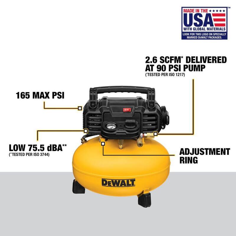DEWALT 6 Gal. 165 PSI Electric Pancake Air Compressor with 50 ft. x 1/4 in. Air Hose - DWFP55126W450D
