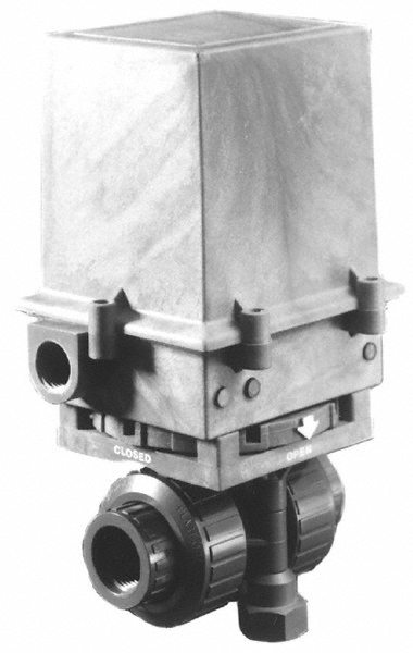 Asahi Motorized Automatic Ball Valve: 1-1/4" Pipe, Polyvinylchloride - 2901012