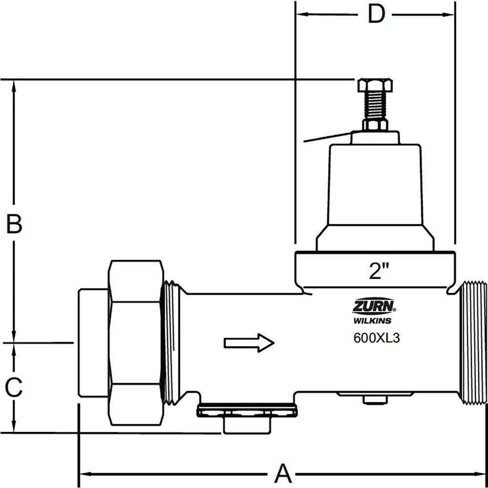 Zurn Pressure Reducing Valves: Pipe Size: 2; End Connection: Solder x Solder; Body Material: Bronze - 2-600XL3DUC