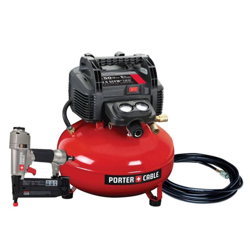 Porter-Cable 6 Gal. 150 PSI Portable Electric Air Compressor and 18-Gauge Brad Nailer Combo Kit - PCFP12236