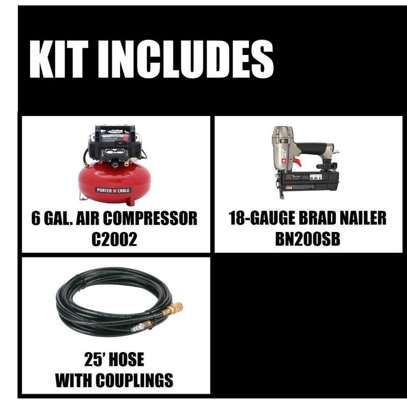 Porter-Cable 6 Gal. 150 PSI Portable Electric Air Compressor and 18-Gauge Brad Nailer Combo Kit - PCFP12236
