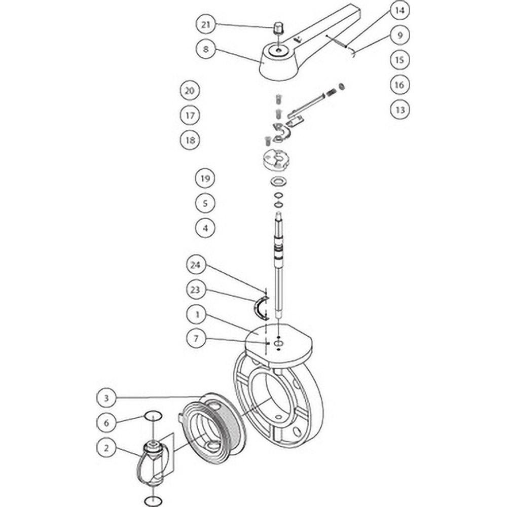 Simtech Manual Wafer Butterfly Valve: 3" Pipe, Lever Handle - BFP 111 6 030