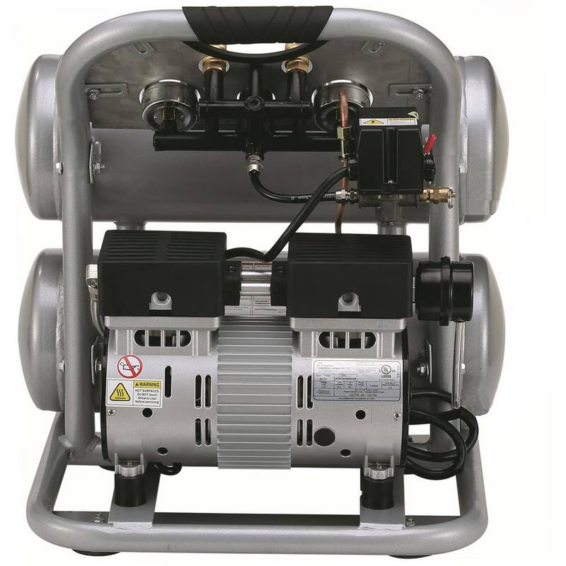 California Air Tools 4610AC Ultra Quiet and Oil-Free 1.0 Hp, 4.6 Gal. Aluminum Twin Tank Electric Portable Air Compressor - CAT-4610AC