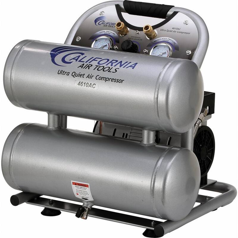 California Air Tools 4610AC Ultra Quiet and Oil-Free 1.0 Hp, 4.6 Gal. Aluminum Twin Tank Electric Portable Air Compressor - CAT-4610AC