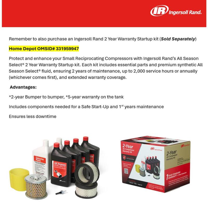 Ingersoll Rand Type 30 Reciprocating 30 Gal. 175 Max PSI, 13 HP Honda Gas Truck Mount Air Compressor 24.3 cfm @ 90 psi - 2475F13GH