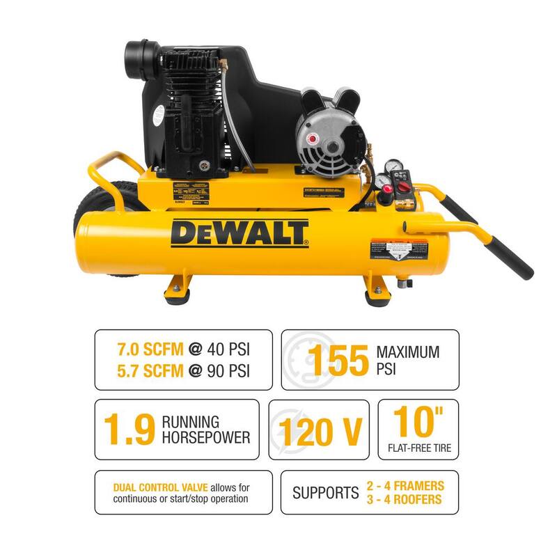 DEWALT 8 Gal. 155 PSI 1.9 HP Electric Dual Voltage Wheelbarrow Air Compressor - DXCMTA1980854