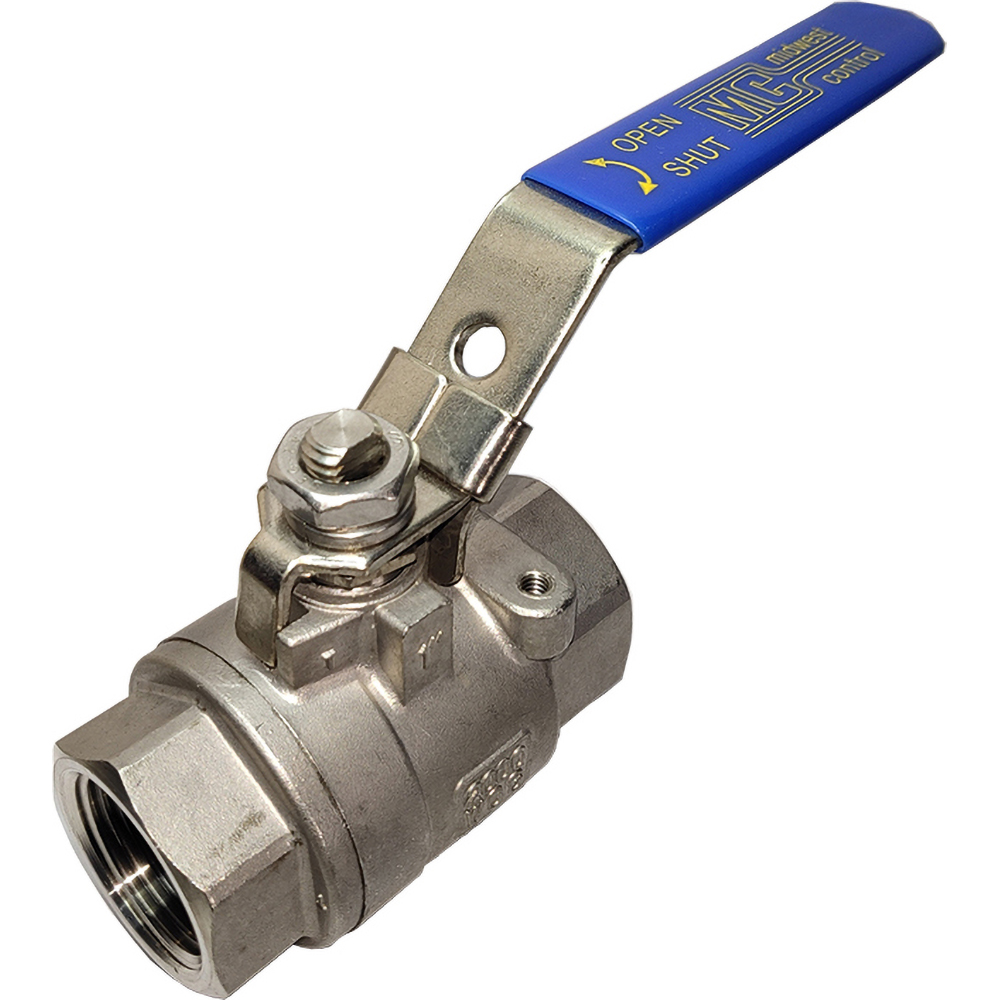 Midwest Control Standard Manual Ball Valve: 3/8" Pipe, Full Port, Stainless Steel - SSV-38