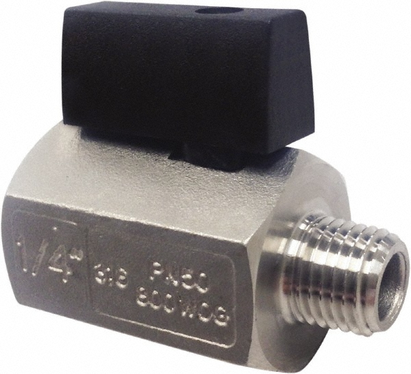 BONOMI Miniature Bi-Directional Manual Ball Valve: 3/8" Pipe, Standard Port - 380SM 3/8