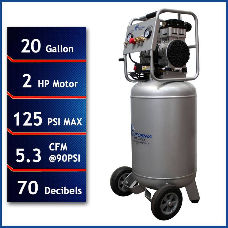 California Air Tools 20 Gal. 2.0 HP Ultra Quiet and Oil-Free Electric Air Compressor - 20020AD