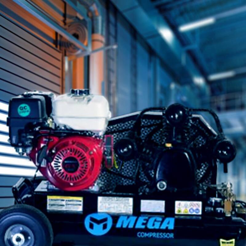 Mega Compressor 10 Gal. 9 HP 150 PSI Portable Dual Wheeled Gas Air Compressor - MP-9010GE