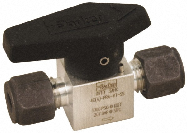 Parker 1/4" Pipe, 3,000 psi WOG Rating, 316 Stainless Steel, Inline, One Way Instrumentation Plug Valve - 4Z-PR4-VT-SS