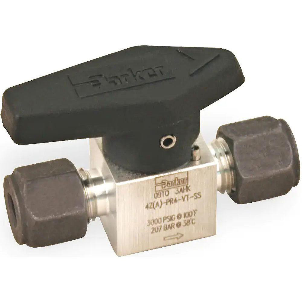 Parker 1/4" Pipe, 3,000 psi WOG Rating, 316 Stainless Steel, Inline, One Way Instrumentation Plug Valve - 4Z-PR4-VT-SS