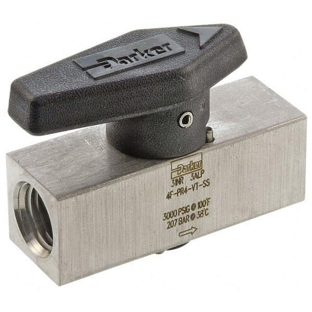 Parker 3/8" Pipe, 3,000 psi WOG Rating, 316 Stainless Steel, Inline, One Way Instrumentation Plug Valve - 6Z-PR6-VT-SS
