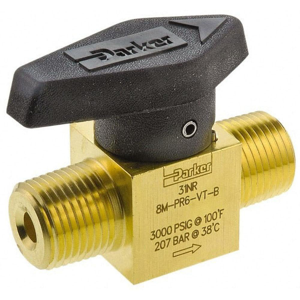 Parker 3/8" Pipe, 3,000 psi WOG Rating, 316 Stainless Steel, Inline, One Way Instrumentation Plug Valve - 6Z-PR6-VT-SS