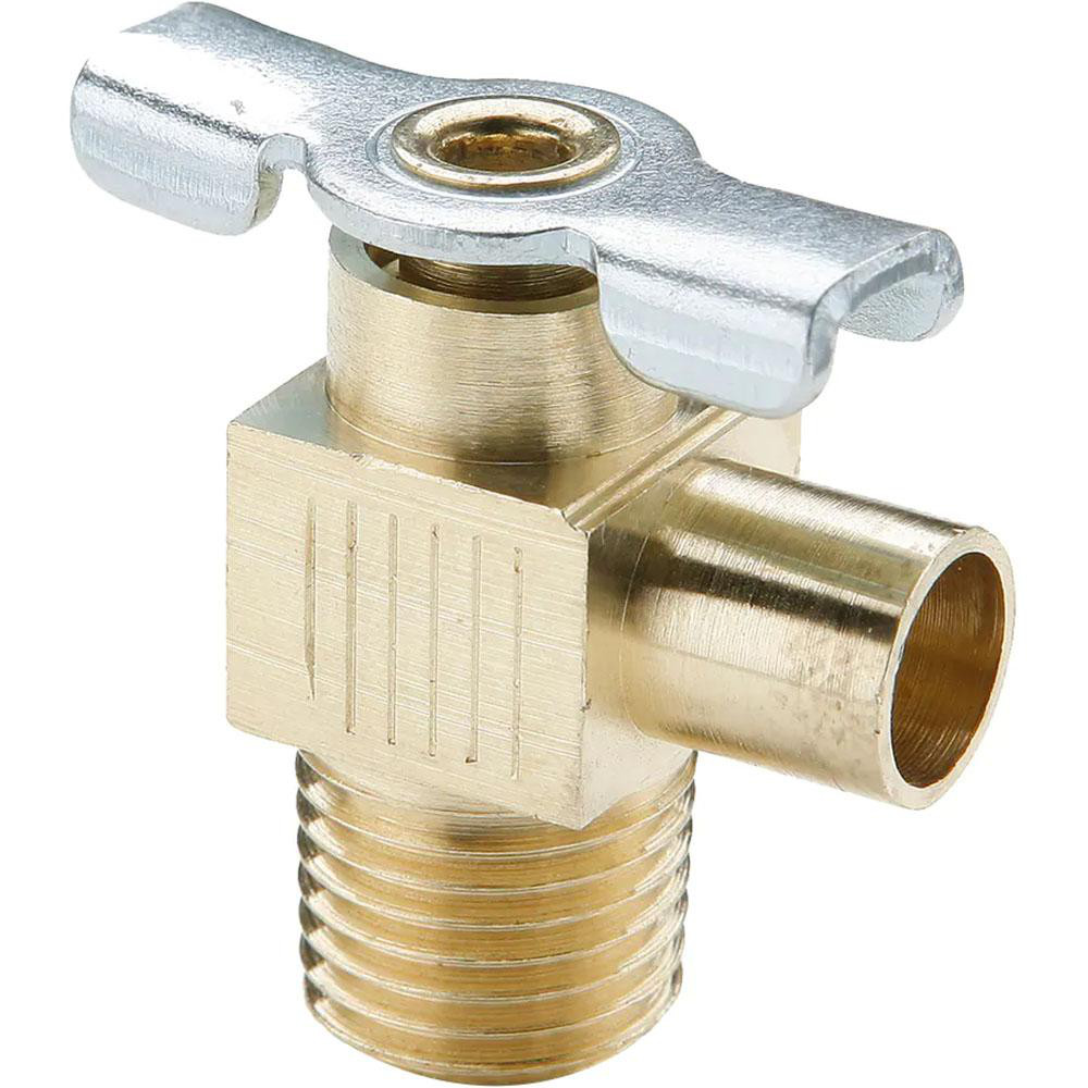 Parker 1/4" Pipe, 3/8" Tube, Tube to Male Pipe Drain Cock & Shutoff Valve - DC607-4