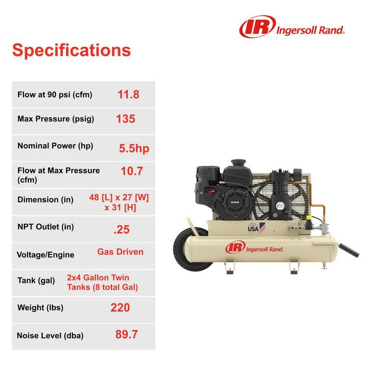 Ingersoll Rand 5.5 HP Gas Kohler Wheelbarrow Air Compressor SS3J5.5GK-WB - 47623368001