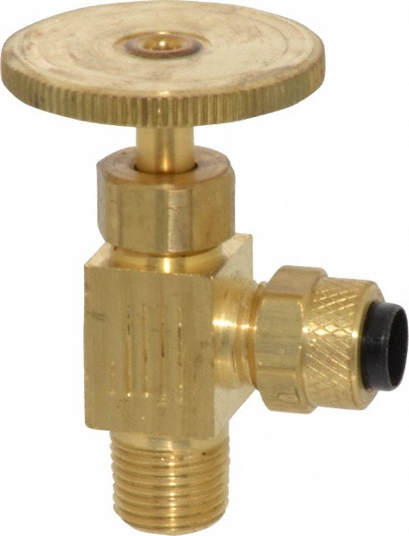 PRO-SOURCE Needle Valve: Angled, 1/4 x 1/8" Pipe, Nickel-Plated Brass Body, Nitrile Butadiene Rubber Seal - 2556314899PRO